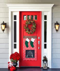 Red Christmas Door Paint By Numbers