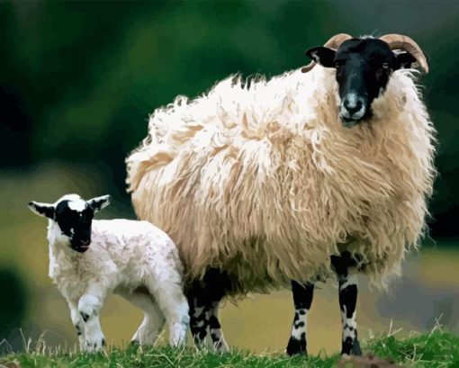 Scottish Black Faced Sheep Paint By Numbers