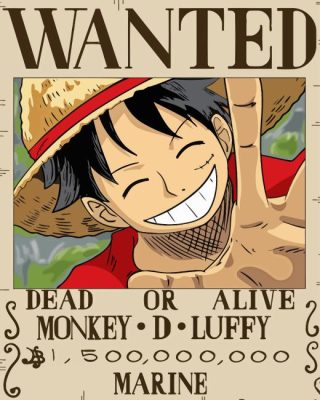 Wanted Luffy Poster Paint By Numbers