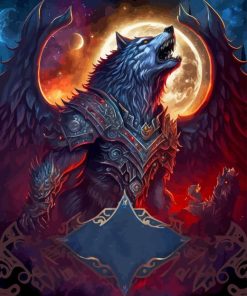 Warrior Wolf With Moon Paint By Numbers