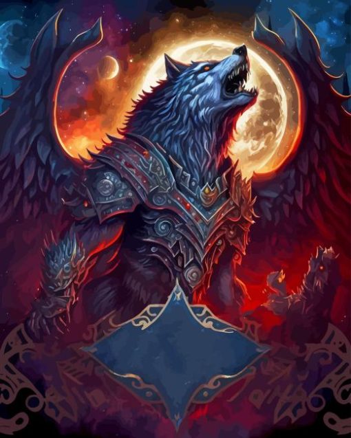 Warrior Wolf With Moon Paint By Numbers