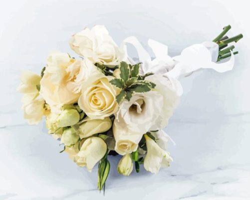 White Rose Bouquet Paint By Number